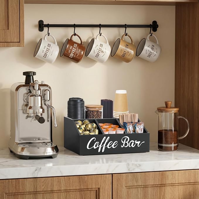 Coffee Station Organizer for Countertop, Wood Coffee Bar Organizer for - Image 4
