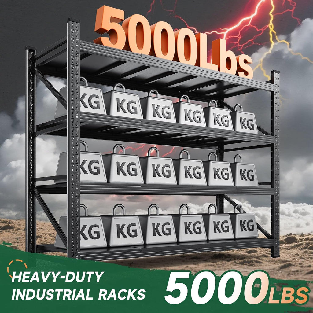 71.3" W Metal Storage Shelves,5000LBS Heavy Duty Garage Shelving