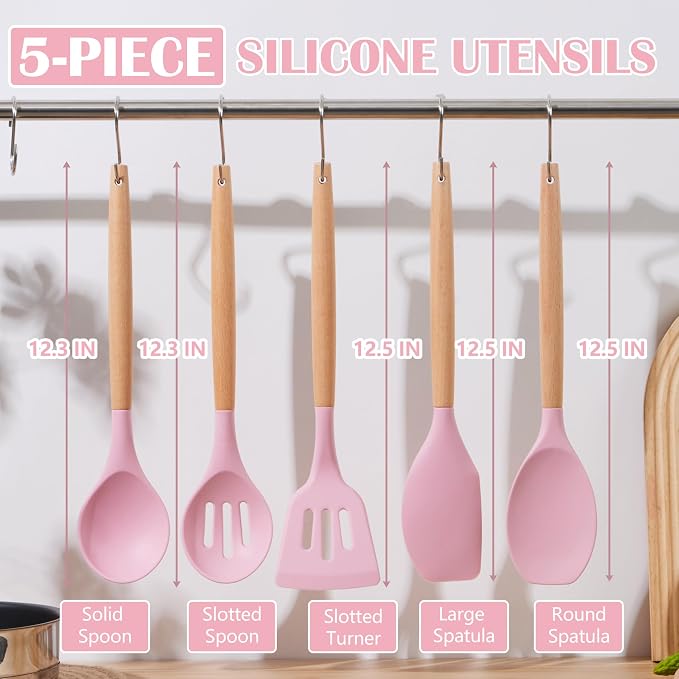 E-far Silicone Cooking Utensils Set, 5-Piece Kitchen Utensils Set - Image 2
