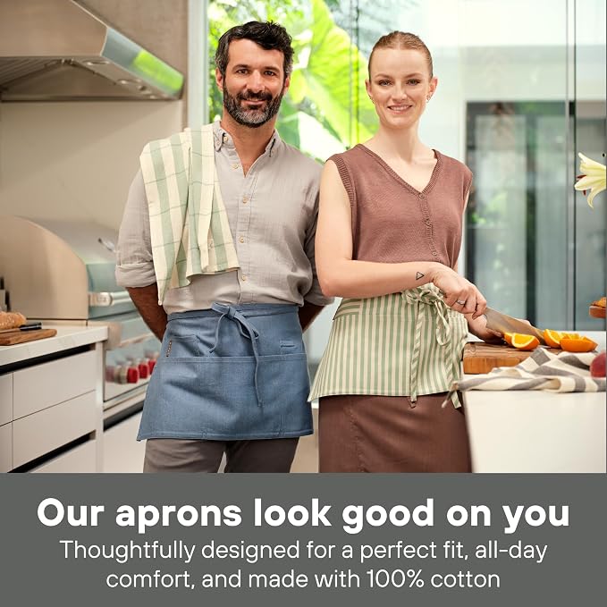 MEEMA Chef Waist Apron Cotton Fabric |Washable & Breathable Waitress & Server - Image 7