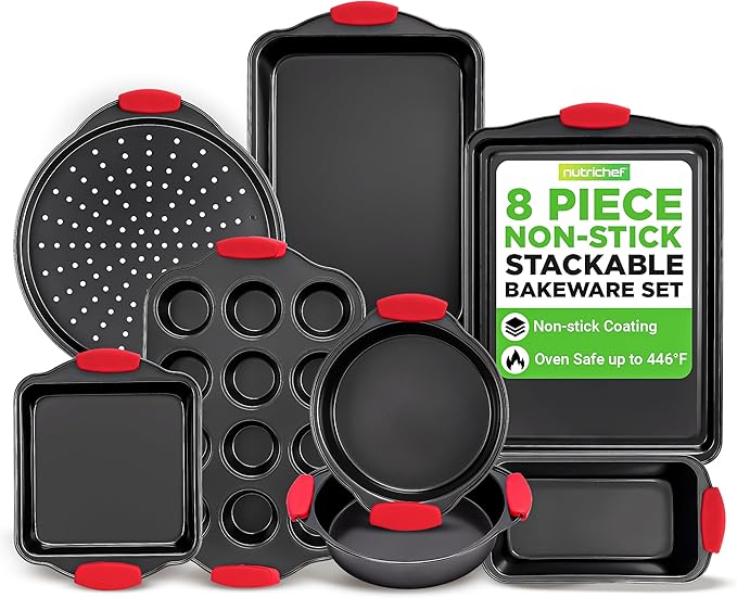 NutriChef Non-Stick Kitchen Oven Baking Pans-Deluxe & Stylish Nonstick Gray by NutriChef%E2%84%A2Kitchen