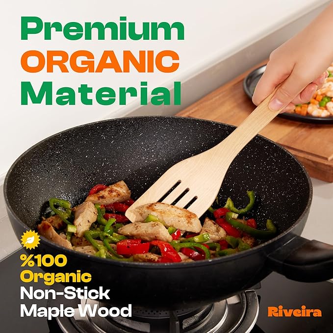Riveira Maple Wooden Spoons for Cooking Set of 6 – Natural Maple Wooden Cooking - Image 2