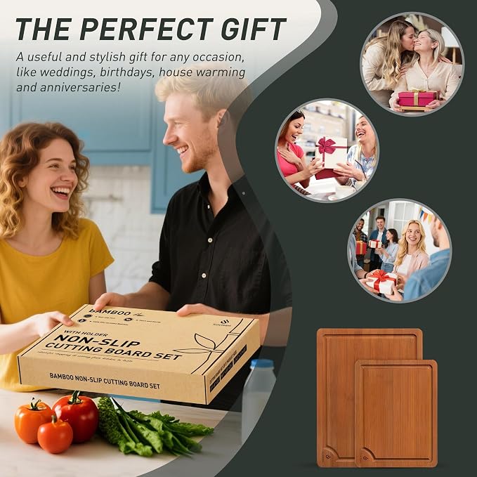 Bamboo Cutting Board Set Non Slip Feet Over Sink Day Gifts Best Mama Mommy - Image 7