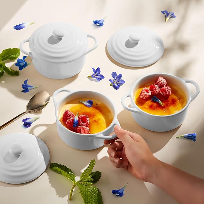 Kook Ceramic Mini Cocotte Set, Small Casserole Dishes - Image 2