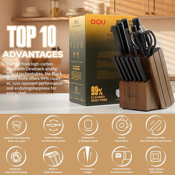 OOU Kitchen Knife Block Set - Image 4