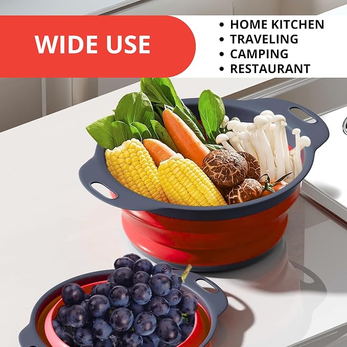 Set of 3 Red Food Strainer for Kitchen - Image 8