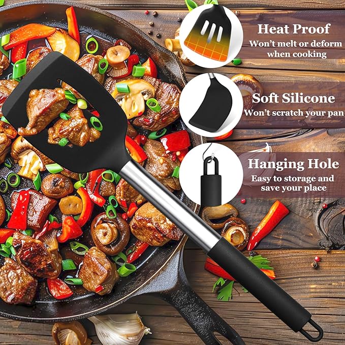 TeamFar Kitchen Utensils Set of 8, Silicone Utensils Kitchen Tools Set - Image 3