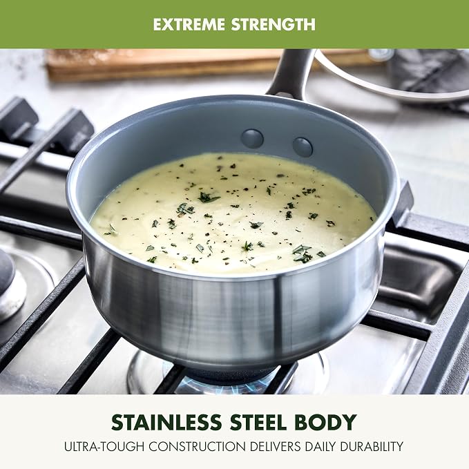 GreenPan Stainless Steel Treviso 2.1QT Saucepan - Image 4