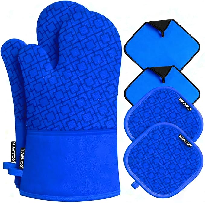 Oven Mitts and Pot Holders Sets 6pcs, Kitchen Oven Glove, High Heat Resistant by OvenMitts