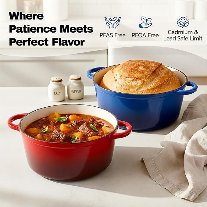 4.5 Quart Dutch Oven Pot with Lid, Non Stick Enameled Cast Iron Dutch Oven - Image 2
