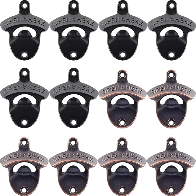 12 Packs Antique Copper Wall Mount Bottle Opener Bulk, Old Fashioned Beer Top by Wallmountedbottleopener