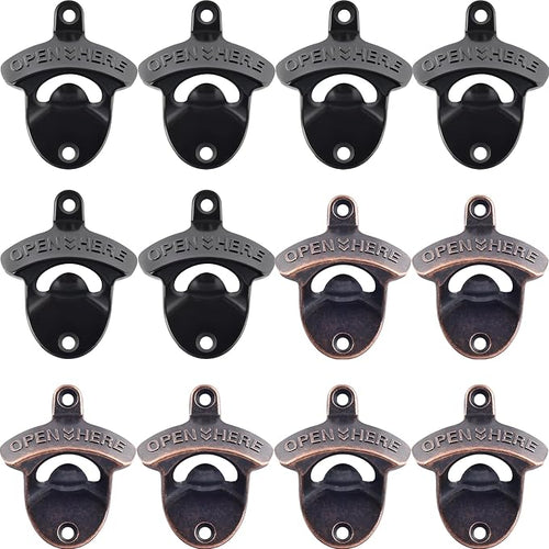 12 Packs Antique Copper Wall Mount Bottle Opener Bulk, Old Fashioned Beer Top by Wallmountedbottleopener