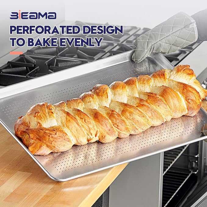 BIEAMA 12 Pack Half Size 18" x 13" Aluminum Baking Sheet Pan Perforated - Image 6