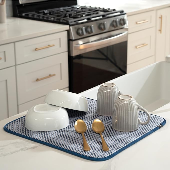 S&T INC. Dish Drying Mat, 16” x 18”, Absorbent Microfiber Kitchen Counter Mat - Image 2