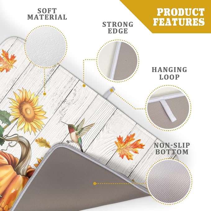 Autumn Harvest Pumpkin Dish Drying Mat - Image 4