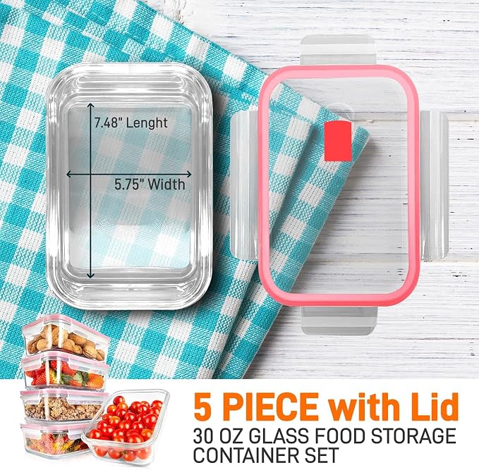 Nutrichef 10-Piece Glass Food Containers - Image 2