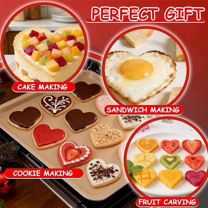 Love Heart Cookie Cutter Set Pack of 5 Valentines Day Heart Biscuit Cutter - Image 3