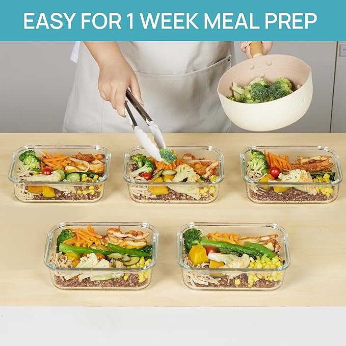 Vtopmart 5 Pack 35oz Glass Food Storage Containers - Image 4