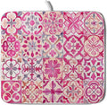 Pink Mexican Tiles Dish Drying Mat Absorbent Microfiber Dish Drying Pad by Giwawa