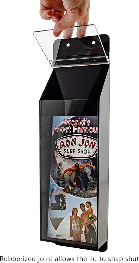 Outdoor Brochure Holder Holds 4" x 9" Rack Cards Black and Clear Acrylic Wall - Image 4