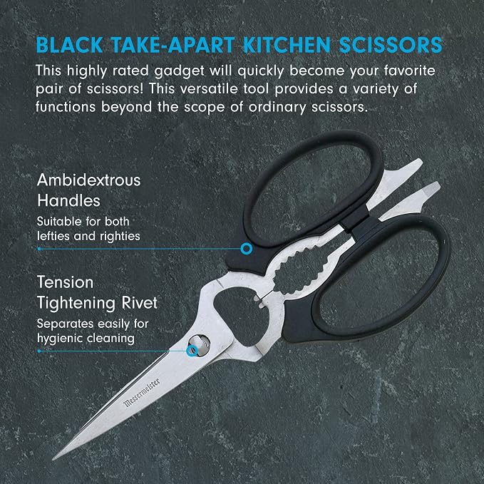 Messermeister 8-Inch Take-Apart Kitchen Scissors, Nut Cracker, Jar Lid - Image 2