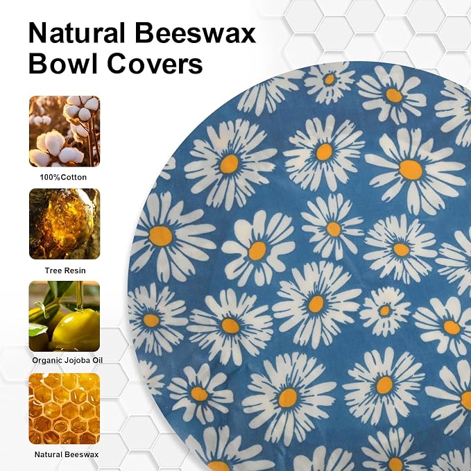 Reusable Bowl Covers for Bread Proofing（2 Large）- Cotton Beeswax Bowl Covers - Image 4