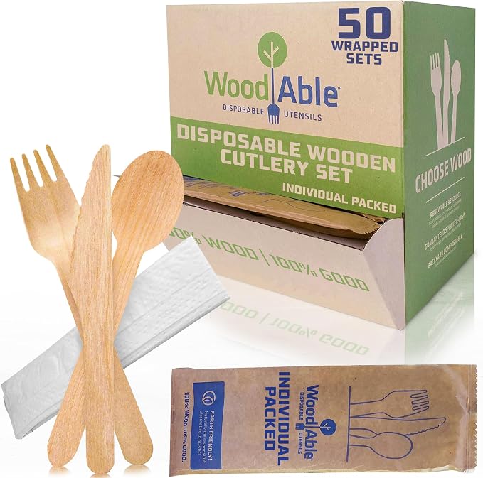 Disposable Wooden Cutlery Set by WoodAble