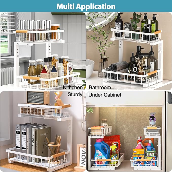 Liuoud Under Sink Organizer 2 Pack, 2 Tier Slide Out Large Capacity Height - Image 8