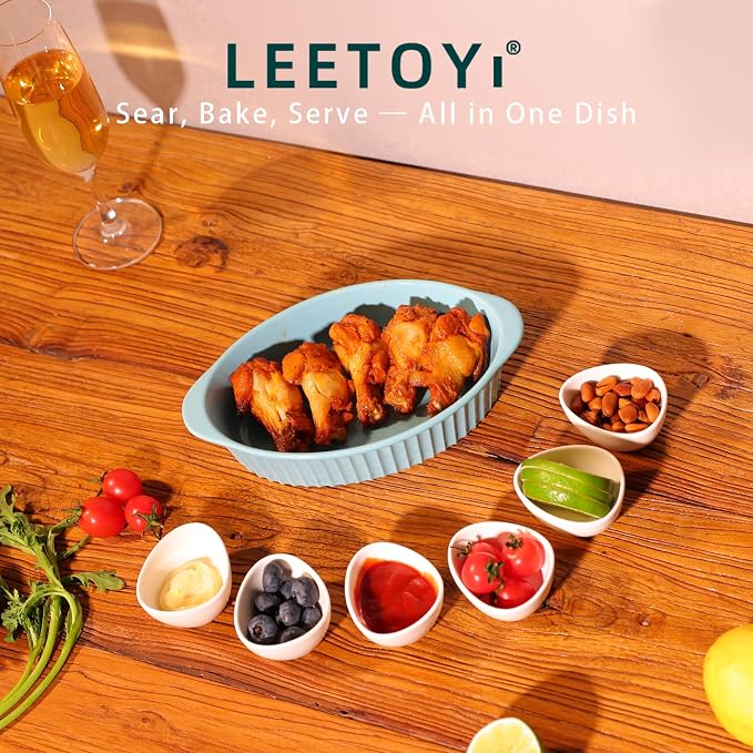 LEETOYI Porcelain Small Oval Au Gratin Pans, Baking Dish Set - Image 2