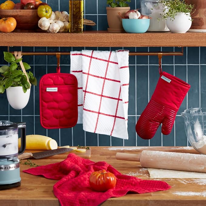 KITCHENAID Quilted Cotton Terry Cloth Oven Mitt, Pot Holder, Kitchen Towel - Image 2
