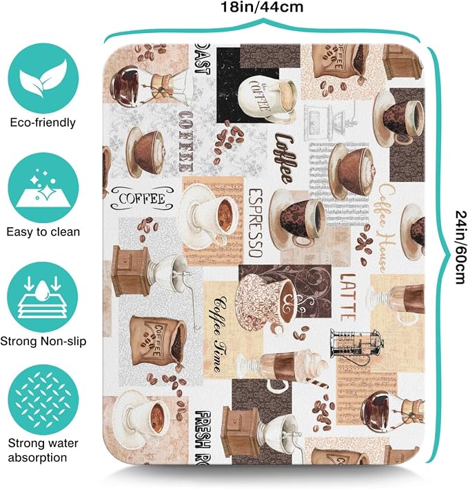 Coffee Mat 24inx18in, Absorbent Hide Stain Anti-Slip Coffee Bar Accessories - Image 5
