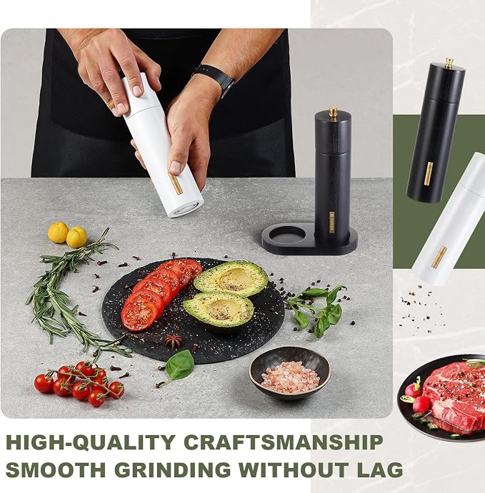 Wooden Salt and Pepper Grinder Set Manual Salt and Pepper Mill - Image 2