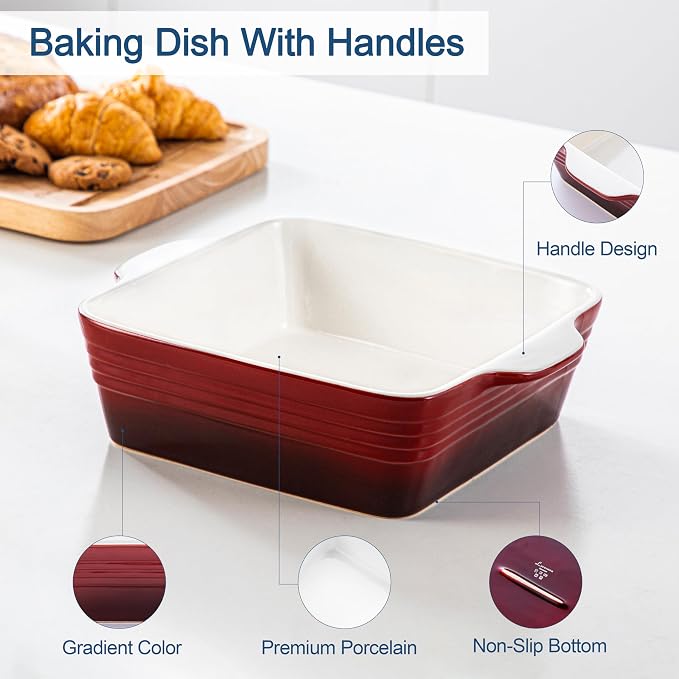 LOVECASA 8x8 inch Baking Pan, 2 Quart Square Cake Pan Baking Dish - Image 8