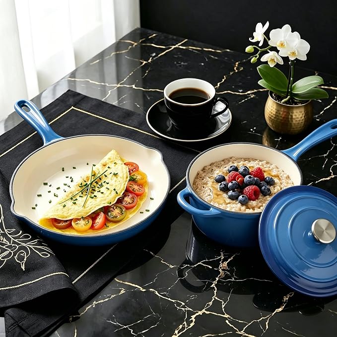 QuliMetal Enameled Cast Iron Cookware Set, 4-Piece Pots and Pans Set - Image 9