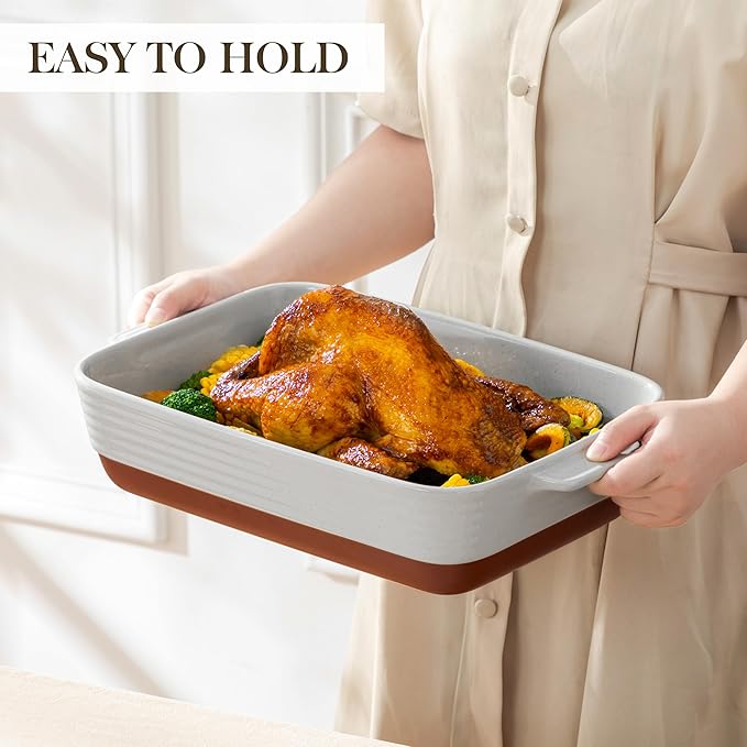 MALACASA Lasagne Dishes for Oven, 4.8 Qt Ceramic Oven Dish - Image 6
