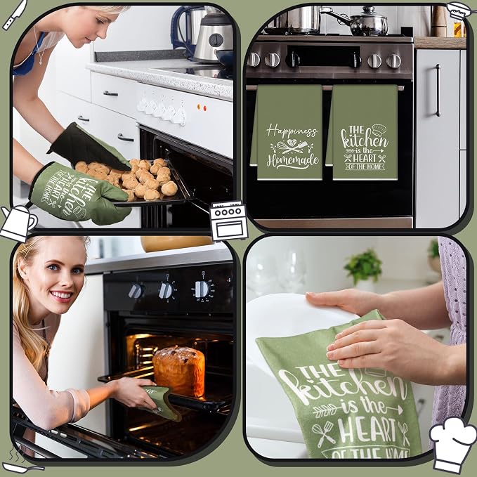 Sratte 6 Pcs Kitchen Decor Accessories Set Farmhouse Towels Pot Holders Oven - Image 5