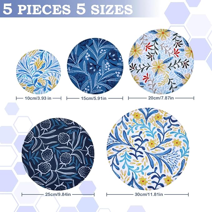 5-Size Reusable Beeswax Bowl Covers - Image 2