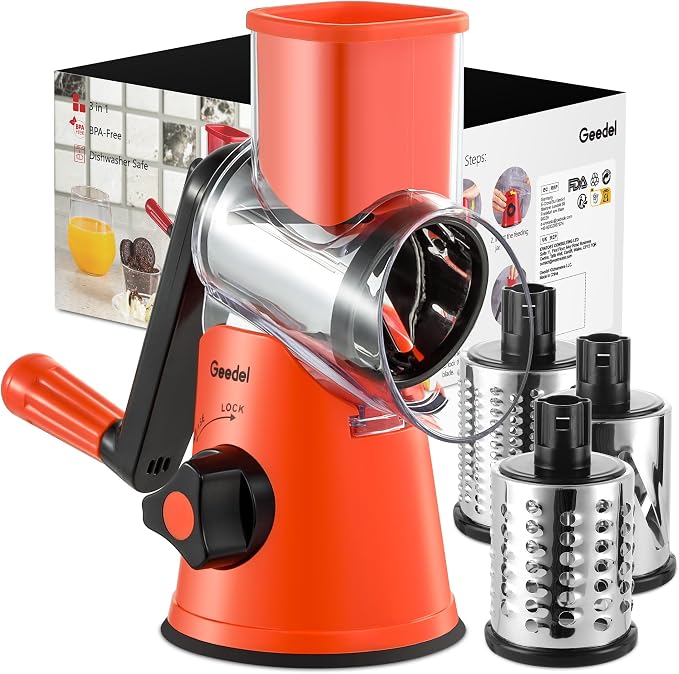 Geedel Rotary Cheese Grater, Kitchen Mandoline Vegetable Slicer by Geedel