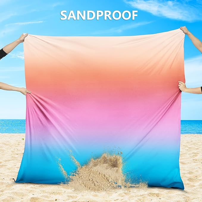WIWIGO Beach Blanket Waterproof Sandproof Beach Mat 79" X 83"/10'x9'for 2-8 - Image 4