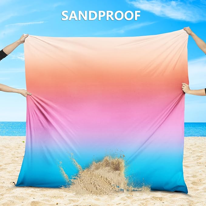 WIWIGO Beach Blanket Waterproof Sandproof Beach Mat 79" X 83"/10'x9'for 2-8 - Image 4