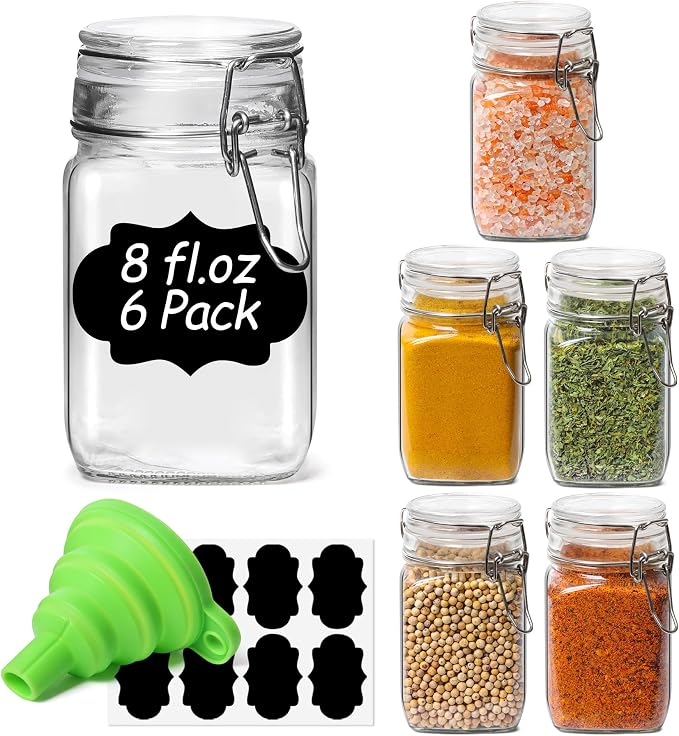 ComSaf Set of 6 Square Glass Jars by ComSaf
