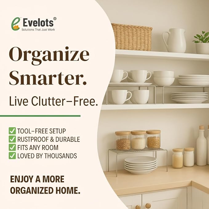 Evelots Kitchen Cabinet Wire Shelf Organizer/Rack - Image 8