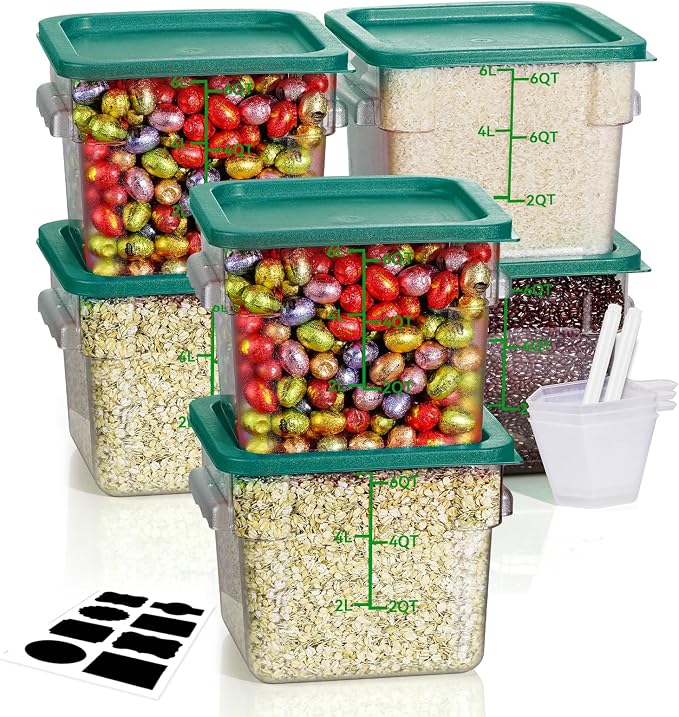 6QT NSF Food Storage Containers: 6PCS Commercial Clear Food Storage Containers by SVKLHY