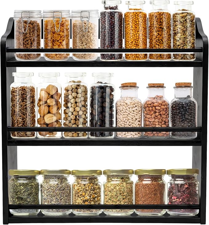 3 Tier Bamboo Spice Rack, Seasoning Jars Rack Shelf Spice Organizer by FoverOne