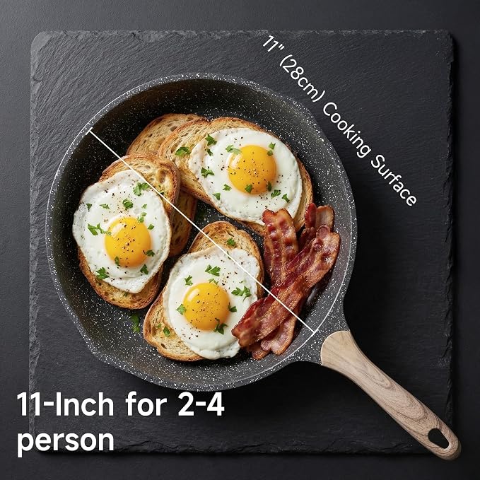 JEETEE 11 Inch Nonstick Frying Pan Stone Coating Cookware, Nonstick Omelette - Image 8