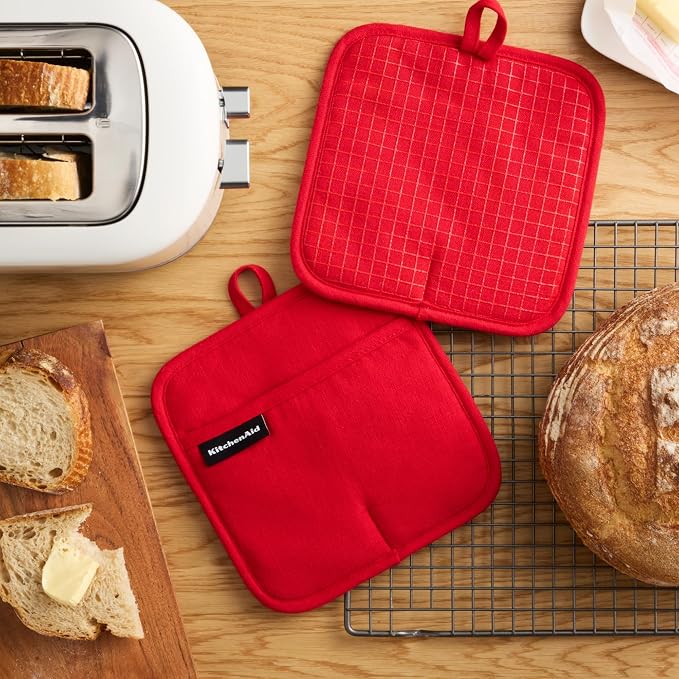 KITCHENAID Gourmet Series Gridlines Pot Holders 2-Pack Set, Heat Resistant up - Image 2