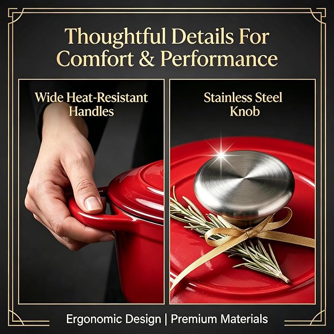 QuliMetal Enameled Cast Iron Cookware Set, 4-Piece Pots and Pans Set - Image 8