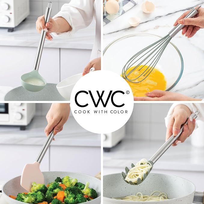 COOK WITH COLOR Silicone Cooking Utensils, Kitchen Utensil Set, Cooking Utensils - Image 4