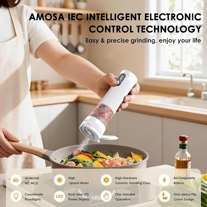 Electric Salt and Pepper Grinder Set, Upgrade 2-Speed Setting, External 5 - Image 2