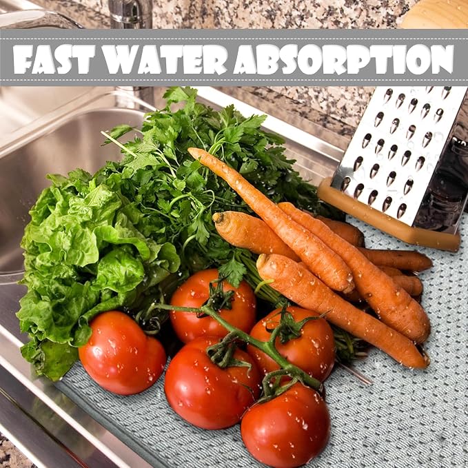 2 Pack Microfiber Dish Drying Mat, 24 x 17 inch Super Absorbent Drying Pad - Image 6